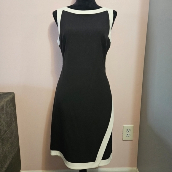 Lauren Ralph Lauren Dresses & Skirts - Ralph Lauren Black & White Midi Party Cocktail Sheath Dress 🤍 Size 10 🖤 NWT